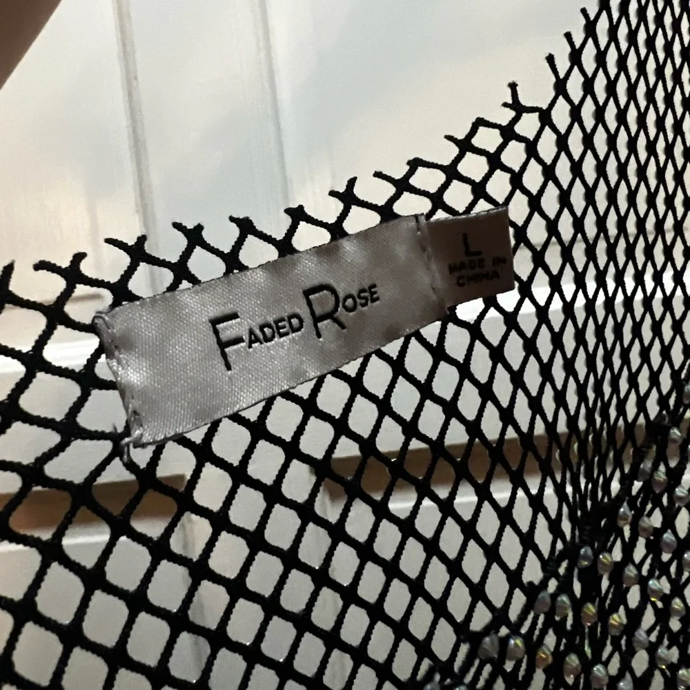 Iridescent Rhinestone Mesh Tank Top - Black - Picture 4 of 5